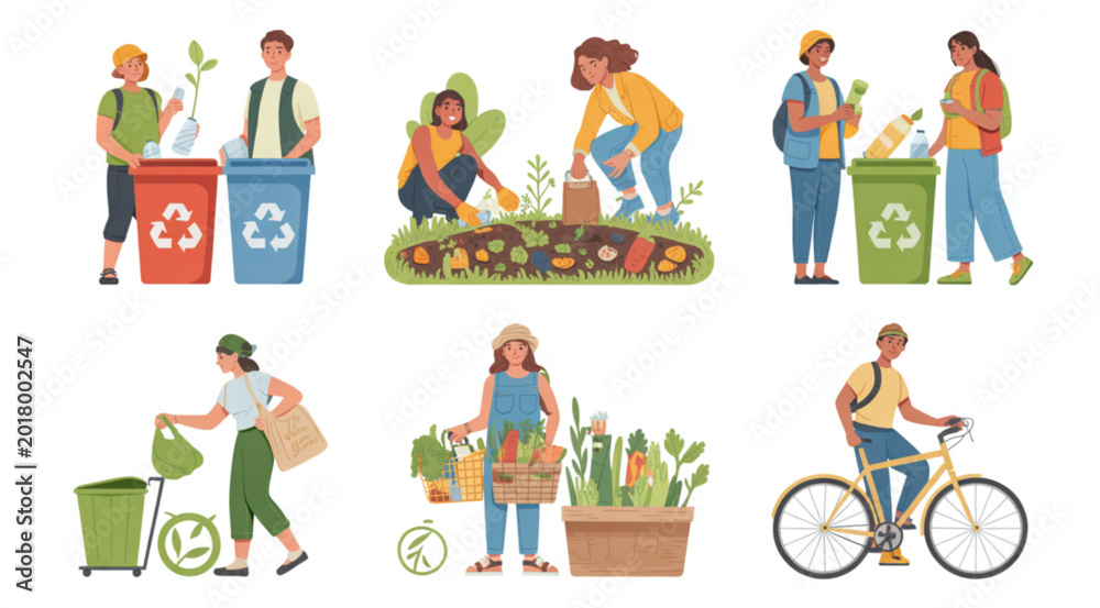 Fototapeta premium Diverse group of people with different jobs and occupations holding tools and equipment Vector