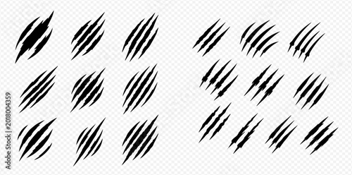 Fotografia Collection of animal claw marks, scratch effects, and tear signs on transparent background, ideal for graphic design elements