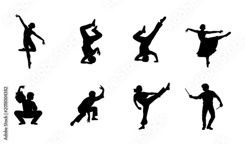 Photos Diverse Dance and Martial Arts Silhouettes, Dynamic Poses Collection, Ballet, Br