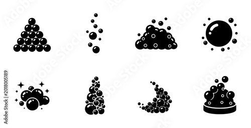 Tableau sur toile Bubble Icon Set, Soap Foam Vector Graphics, Sparkling Effervescence Elements, Cl