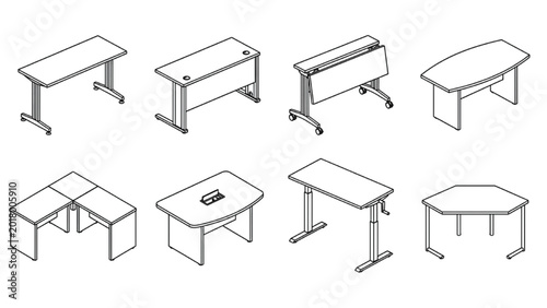 Training Room Table CAD Vector Collection | Educational Workspace Furniture Pack