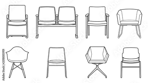 Visitor Chair CAD Vector Collection | Reception & Guest Seating Elevation Pack
