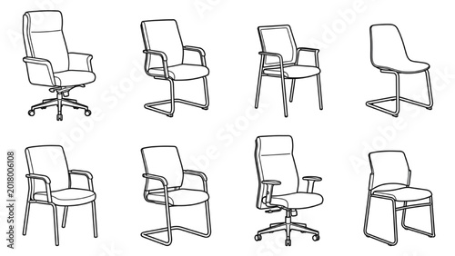 Conference Room Chair CAD Vector Collection | Corporate Meeting Seating Pack