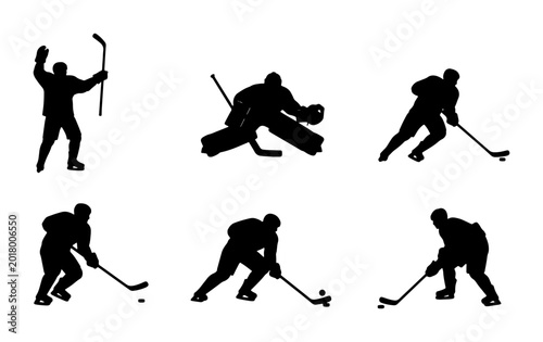 Photography Ice Hockey Player Silhouettes, Action Poses, Goalie, Puck Control, Sports Graphi