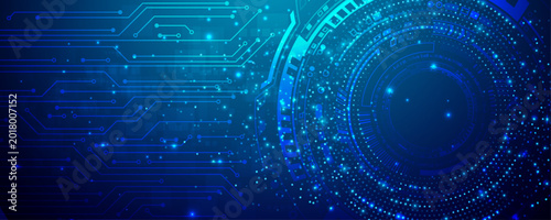 Фотография Abstract blue technology background featuring a digital grid pattern with light