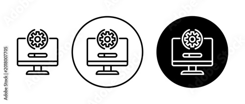 Foto Computer system update icons set in black and blue colors on white background