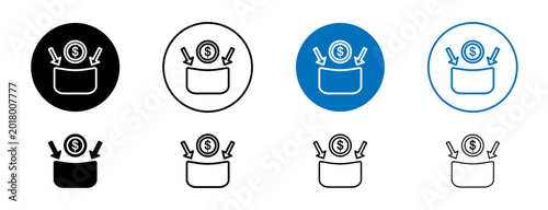 Foto Contribution icons set in black and blue colors on white background