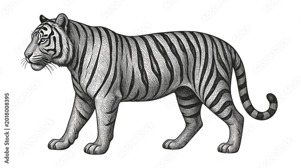 Obraz premium Elegant Tiger Illustration Striking Profile Pose