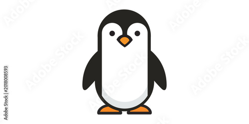 Obraz na płótnie Cute cartoon penguin illustration simple vector art black and white orange beak
