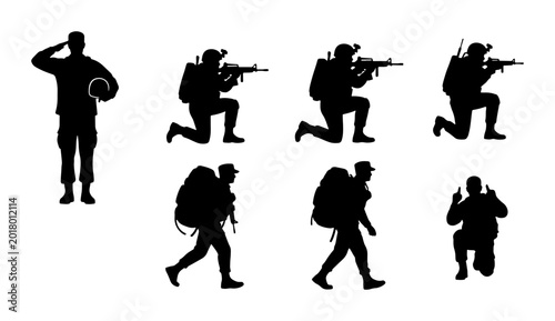 Canvastavla Military Soldier Silhouettes, Armed Forces Figures, Combat Ready Poses, Army Per