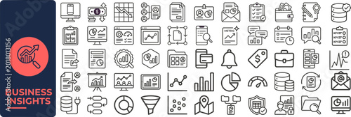 Photography Business Insight and Analytics outline icon set
