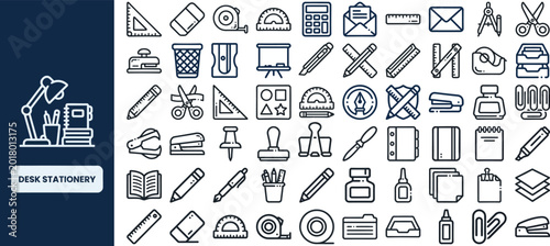 Canvas Print Desk Stationery and Office Supply outline icon set