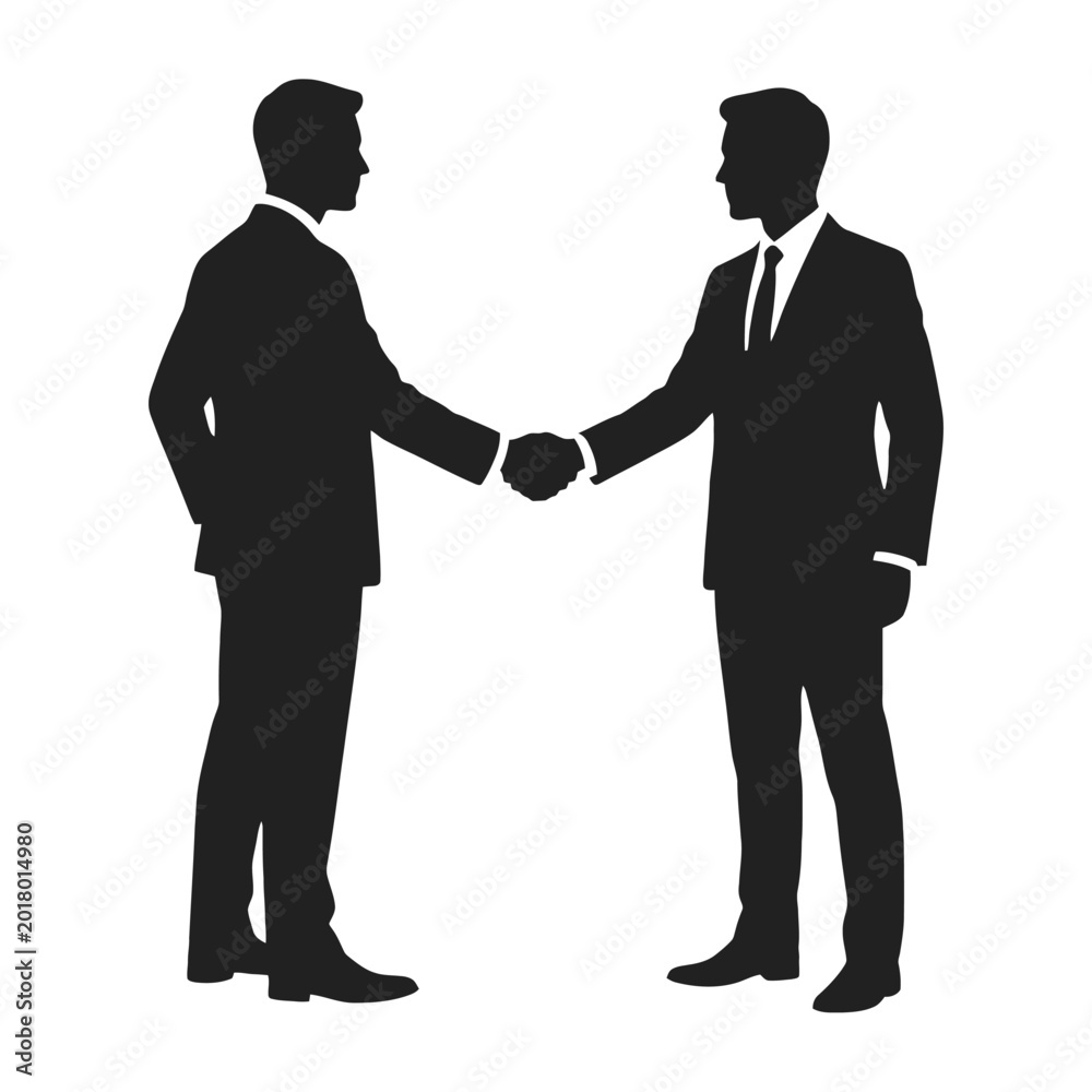 Fototapeta premium Professional handshake between two businessmen symbolizing partnership and agreement in a corporate environment with formal
