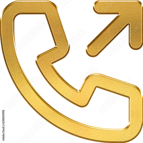 Canvas Print Golden metallic outgoing phone call icon for communication service