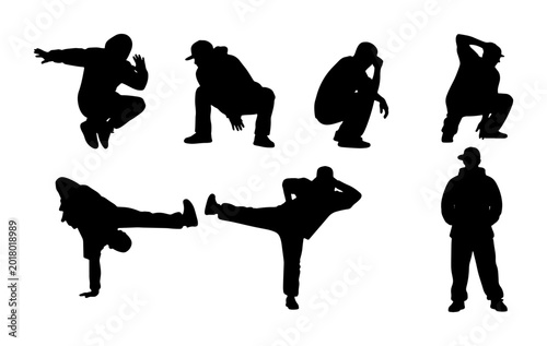 фотографія Urban Breakdance Silhouettes, Hip Hop Dancers Poses, Street Dance Figures, Dynam