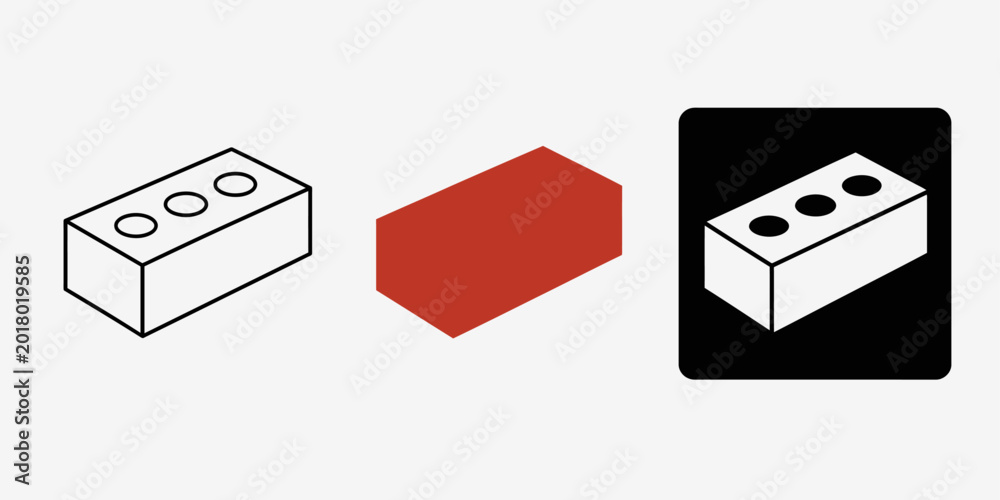 Fototapeta premium Three Lego bricks are arranged on a surface in various colors and styles.