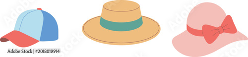 Photos Stylish summer hats collection with casual caps and elegant fashion accessories