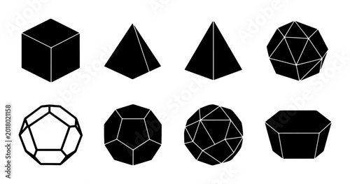 Photos Geometric Shapes Collection, Platonic Solids Set, 3D Forms Vector Icons, Abstrac