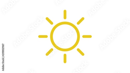 Outline Sun Icon Animation Symbolizing Brightness and Weather on White Background