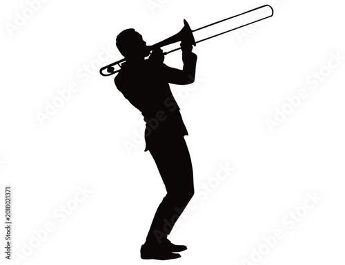 Fotografie Trombone Player Silhouette Performing Action