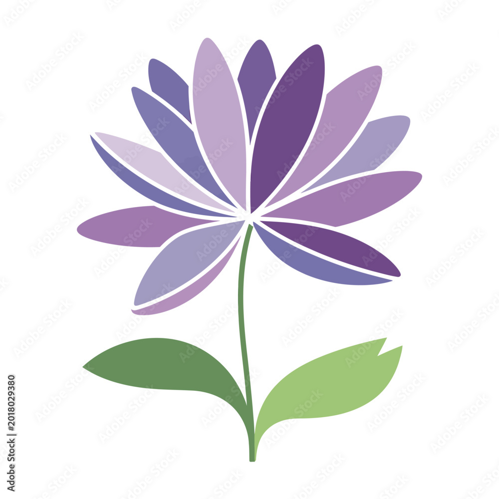 Fototapeta premium Purple Lotus Floral Vector Illustration