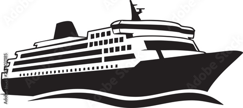 Принти на полотні Cruise ship, ocean liner, black silhouette, vector icon, transportation, travel