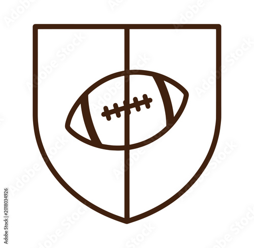 American football shield icon with rugby ball  sports logo design element