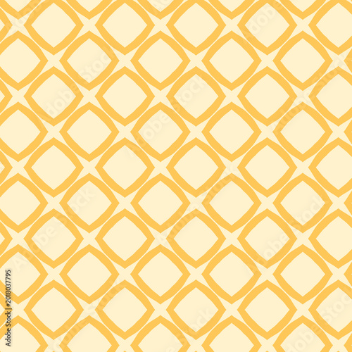 Seamless geometric pattern with yellow diamond shapes on cream background