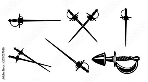 Fotografía Rapier Sword Collection, Historical Fencing Weapons, Elegant Blade Designs, Vint