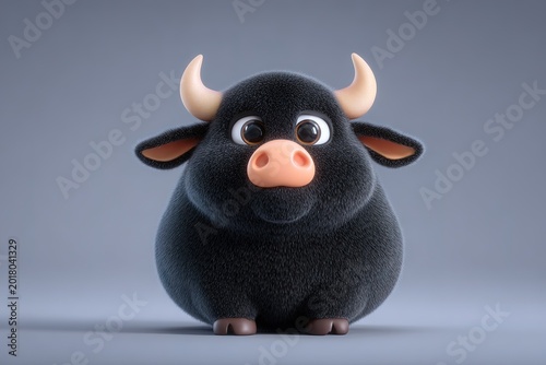3d black adult bull 
