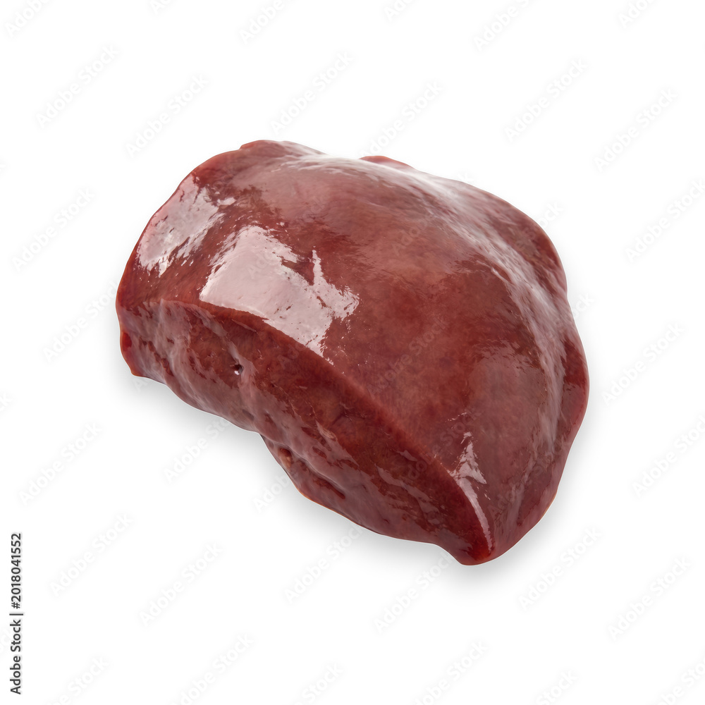 Fototapeta premium Raw fresh beef liver isolated on transparent background