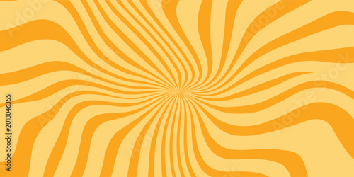 Orange stripes burst lines background. Sun ray light. Radiate sunlight.