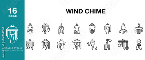 Bild auf Leinwand Wind Chime icon set