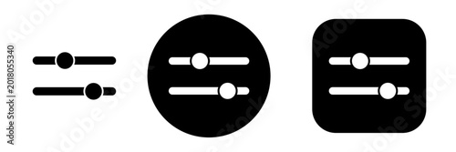 Tableau sur toile Filter slider icon set in button style with adjustment control symbols