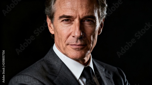 Elegant mature businessman portrait in dark background