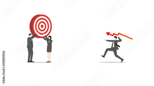 Business team together throwing red line graph arrow to hit target for crisis management risk rebalancing and financial loss prevention in difficult economic market situation