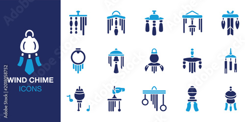 Bild auf Leinwand Wind Chime icon set