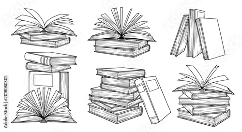 Book Stacks, Pile of Books, Open Books, Book Collection, Educational Icons
