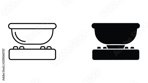 Foto Minimalist vector cinema popcorn buckets with and without popcorn