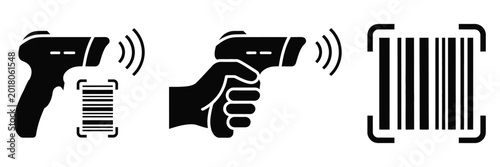 Fotografía Product code scanner tool vector icon in silhouette pictogram style on protected