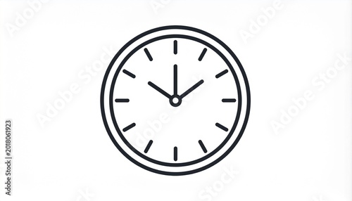 Minimalist outline clock icon representing time, punctuality, scheduling, and efficient project management for web applications and digital interfaces
