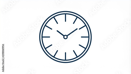 Simple line art illustration of a clock face with hands indicating the time, symbolizing punctuality and the passage of time