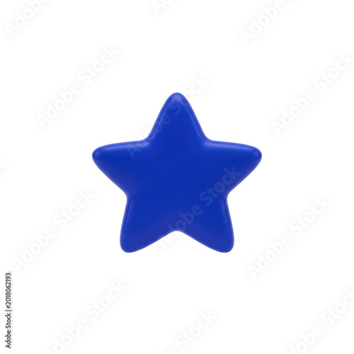 a volumetric deep royal blue 3d five-pointed star icon with soft rounded edges and matte finish, isolated on a transparent studio background with a drop shadow, concept of high achievement