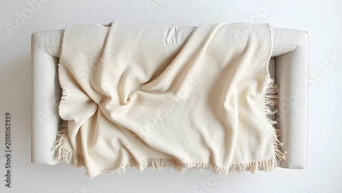 Cashmere Throw, Minimalist Designer Sofa, Draped on Elegant Modern Luxury Living Room Interior, Home Comfort Decor.