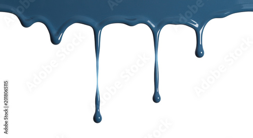 Blue liquid dripping on white background