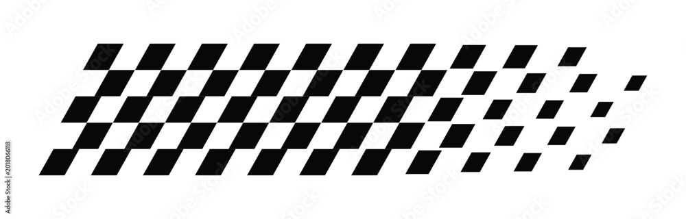 Fototapeta premium Racing checkered flag. Diagonal stripes, motorsport, car race, finish line, motocross label, dynamic line for banner, sticker and design element. PNG and vector with transparent background