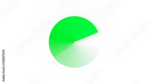 Obraz na plátně Green glowing pacman shaped progress sector on transparent background