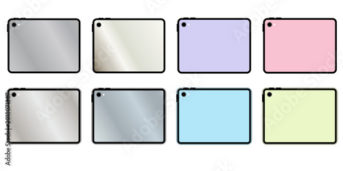 Cuadro en lienzo Tablet computer back view with camera colorful set vector