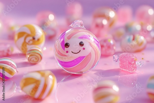 cute cartoon style 3d suger candy