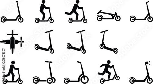 Foto Diverse Collection of Electric Scooter Icons and Illustrations in Silhouette e-s
